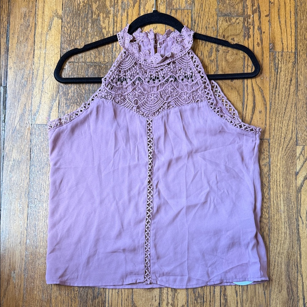 SHEIN Lace Halter Top in Dusty Pink size S